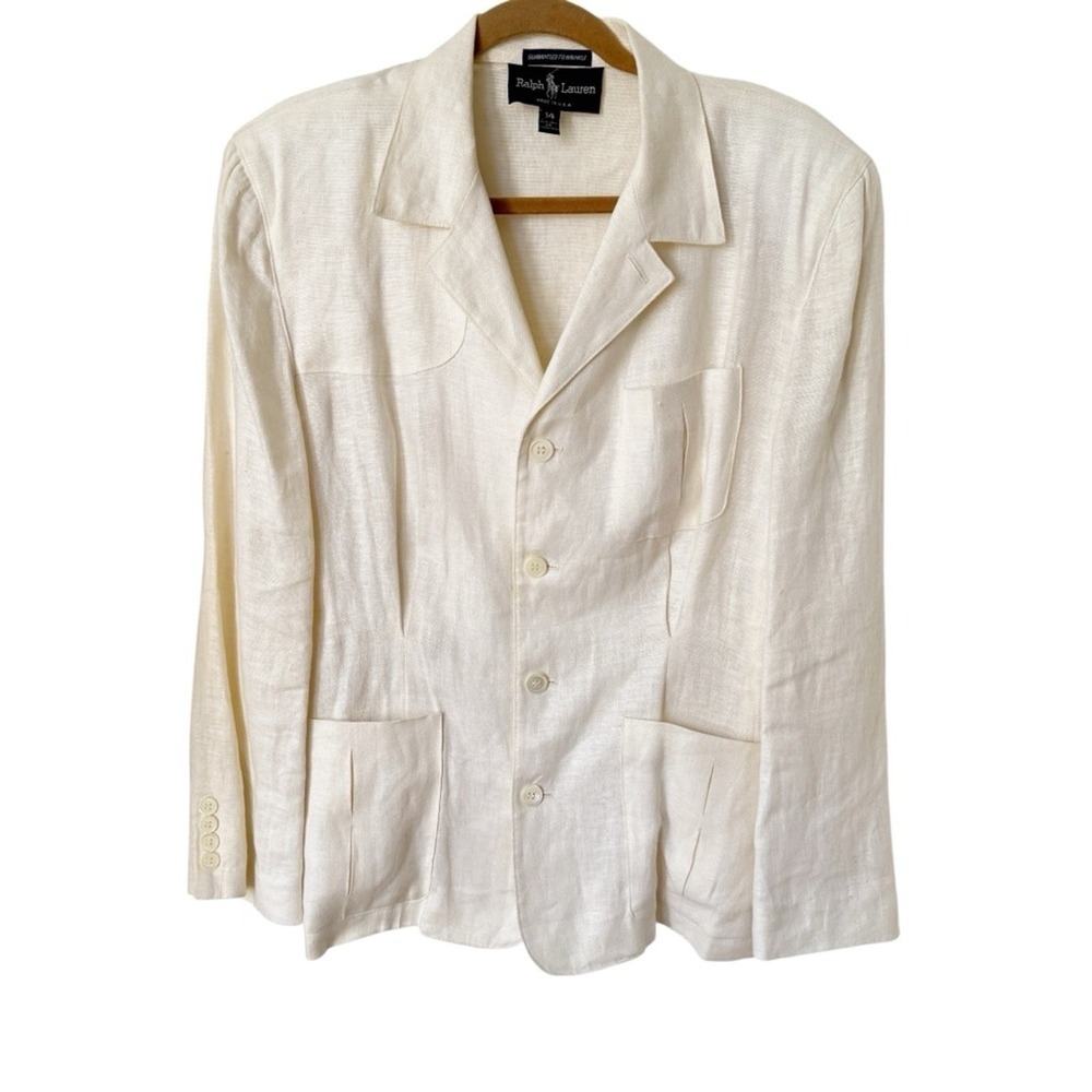 Vintage Ralph Lauren cream linen jacket size 14